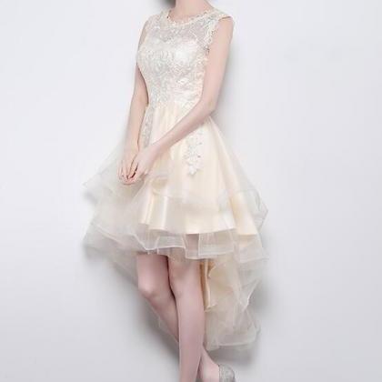 Lovely Champagne High Low Tulle And Lace Party..