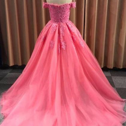 Charming Tulle Ball Gown Off Shoulder Lace..