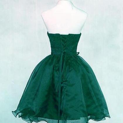 Cute Green Organza Knee Length Party Dress,..