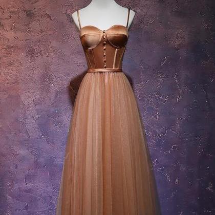 Vintage Tulle And Satin Straps Tea Length Party..
