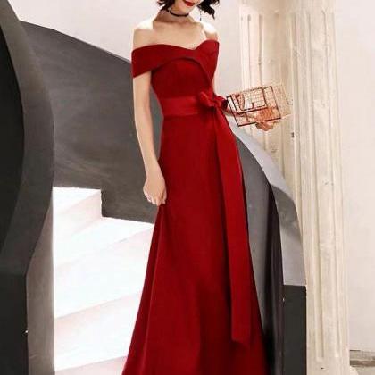 Gorgeous Red Evening Dress Off Shoulder Floor..