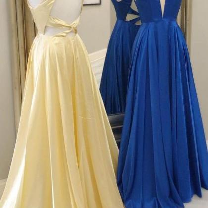 Halter A-line Yellow Long Prom Dress