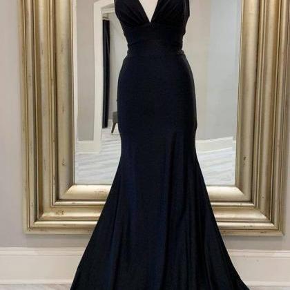 Halter Black Mermaid Long Formal Dress