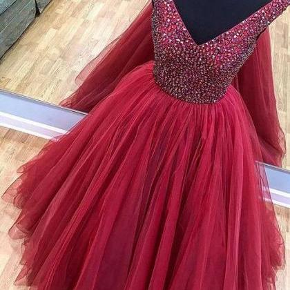 2022 Tulle Long Prom Dresses With Beading,winter..