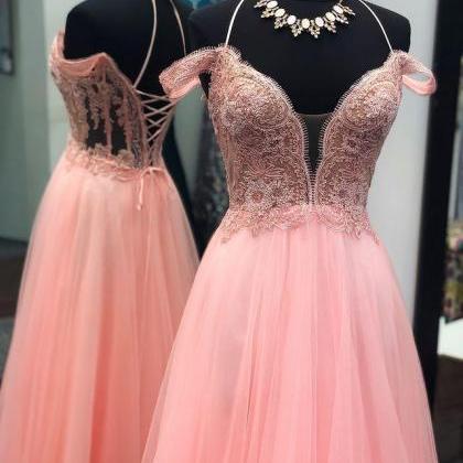 Tulle Long Prom Dresses With Appliques,winter..