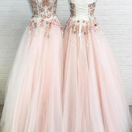 Tulle Long Prom Dresses With Appliques And..
