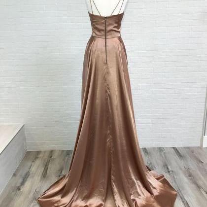 Simple Long Prom Dresses With Slit,formal..