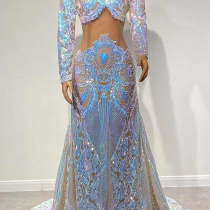 Charming Long Sleeves Mermaid Prom Dress With..