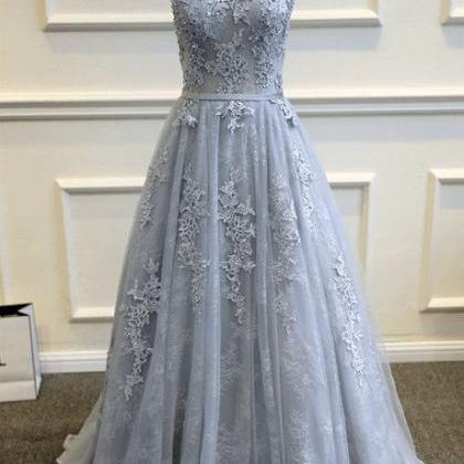 V-back Lace Wedding Dress,a-line Tulle Bridal..