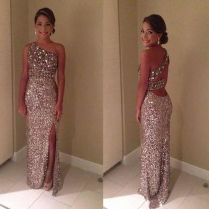 2016 Prom Party Dresses Sequin Sexy One Shoulder..