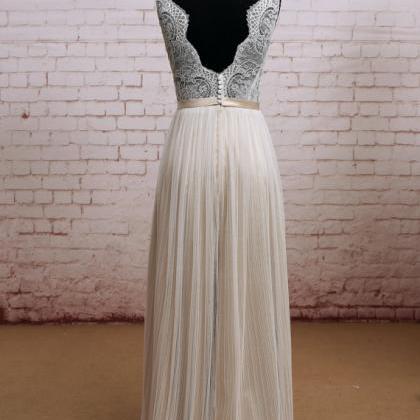 Prom Dresses,sexy Open Back Champagne Lace Wedding..
