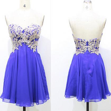 Short Blue Cocktail Dress,lace Party Dress,knee..
