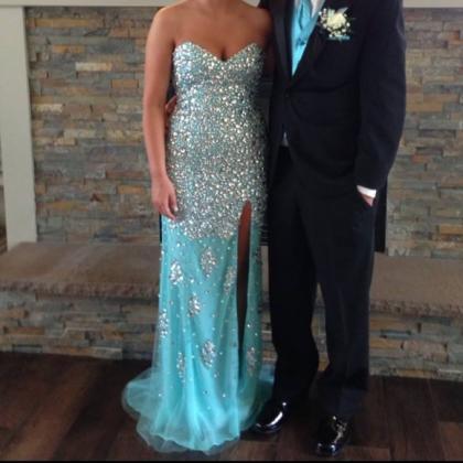 Prom Dresses Sexy Luxury Sparkle Bling Blue..
