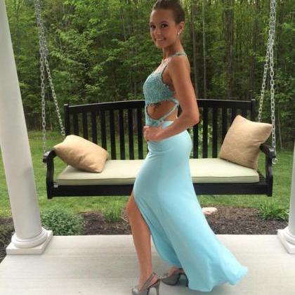 Prom Dresses Sexy Mermaid Turquoisev-neck Backless..