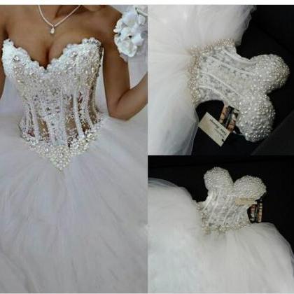Luxurious Bling Strapless Wedding Dresses Corset..