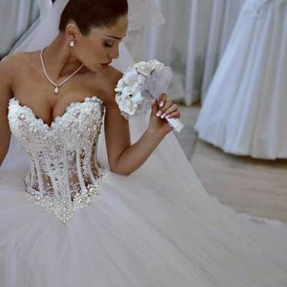 Luxurious Bling Strapless Wedding Dresses Corset..