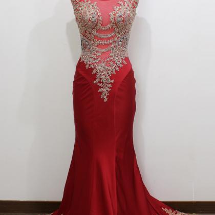 2016 Real Image/picture Mermaid Prom Dresses Red..