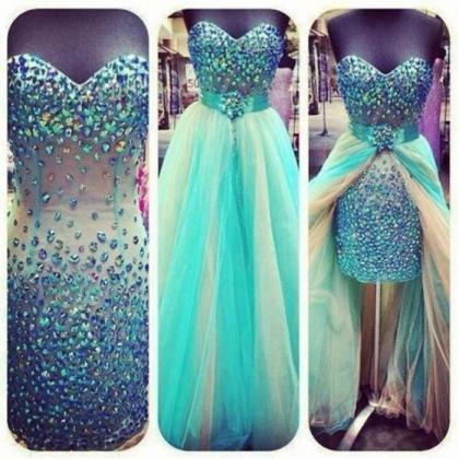 2016 Real Image Prom Dress A-line Green Two Pieces..