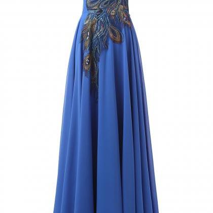 Peacock Embroidery, Sweetheart Prom Dresses, Long..