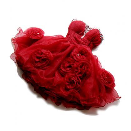 Romantic Red Prom Dresses,organza Homecoming..