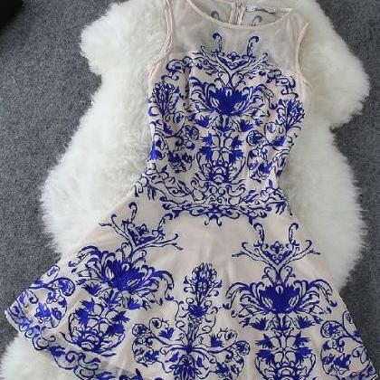Charming Chinese Classical Homecoming Dress,blue..