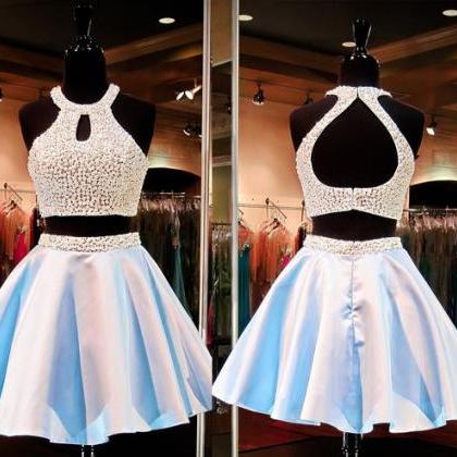 Short Homecoming Dress, Two Piece Prom Dress,..