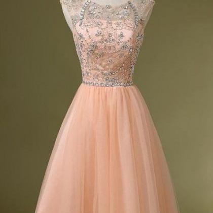 Charming Blush Pink Homecoming Dress,backless..