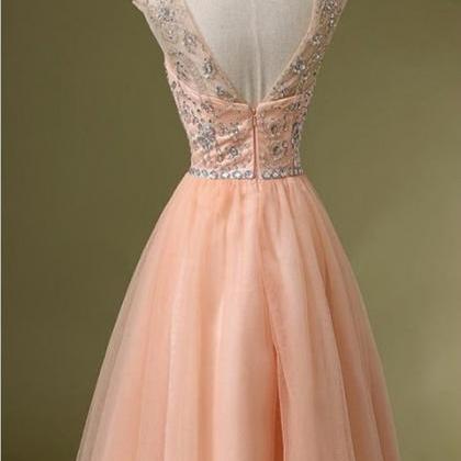 Charming Blush Pink Homecoming Dress,backless..