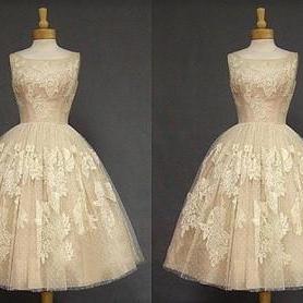 2016 Custom Lace Homecoming Dresses, Champagne..