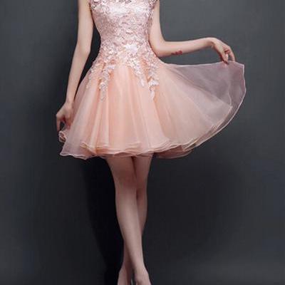 2016 Style Blush Pink Homecoming Dresses, Lace See..