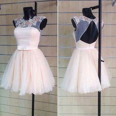 2016 Backless Homecoming Dress, Pale Pink..