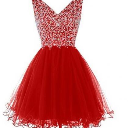 Off Shoulder Beading Homecoming Dress, Tulle..