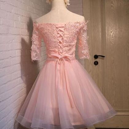 2016 Custom Long Sleeve Homecoming Dresses, Pink..