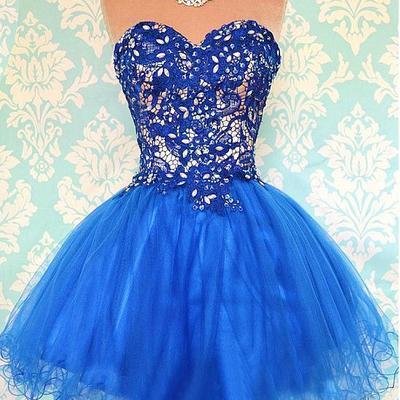 2016 Royal Blue Homecoming Dresses, Short Tulle..