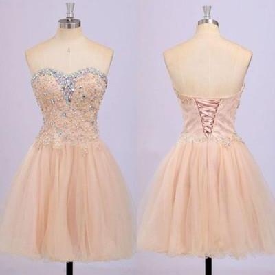 2016 Champagne Lace Homecoming Dresses, Sexy..