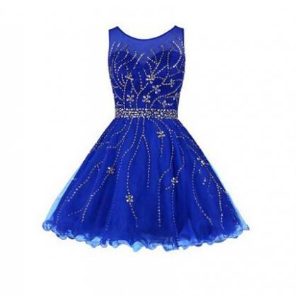2016 Royal Blue Homecoming Dresses,luxury Beading..
