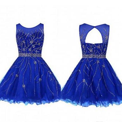 2016 Royal Blue Homecoming Dresses,luxury Beading..