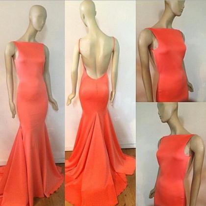 Charming Blush Orange Prom Dress,sexy Spaghetti..