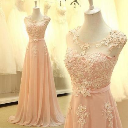 2016 Custom Blush Pink Chiffon Prom Dress, Sexy..