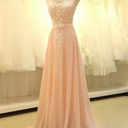 2016 Custom Blush Pink Chiffon Prom Dress, Sexy..