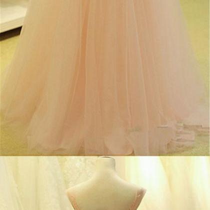 2016 Custom Charming Blush Pink Tulle Chiffon Prom..