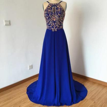 2016 Custom Charming Royal Blue Beading Prom..