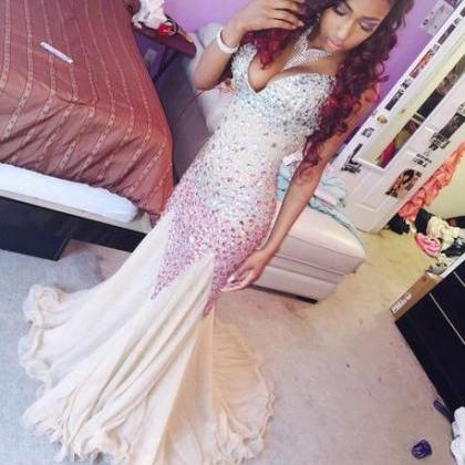 2016 Custom Shiny Beading Chiffon Prom Dress,sexy..