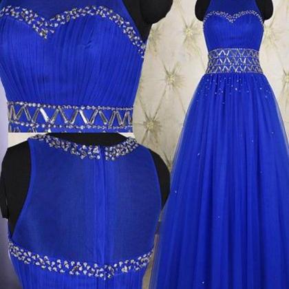 Charming Prom Dress,tulle Evening Dress,royal Blue..