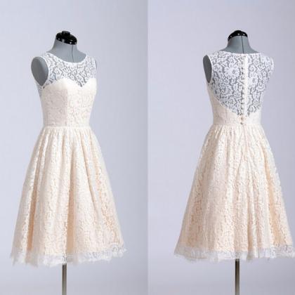 O-neck Lace A-line Short Prom Dresses,above Knee..