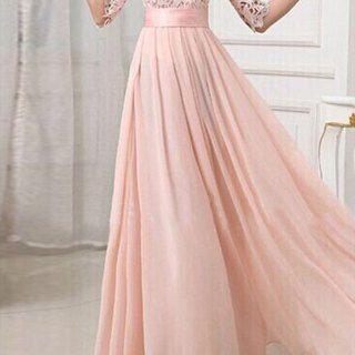 Beautiful Creamy Chiffon Prom Dress With Straps,..
