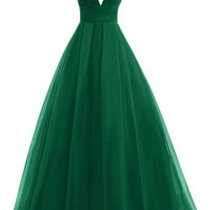 Backless Prom Dresses,green Prom Gowns,v-neck Prom..