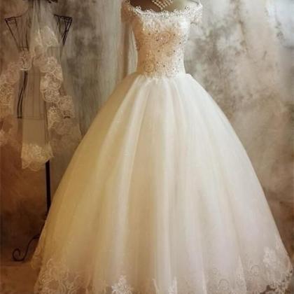 Long Ball Gown Lace Wedding Dresses,beaded Wedding..