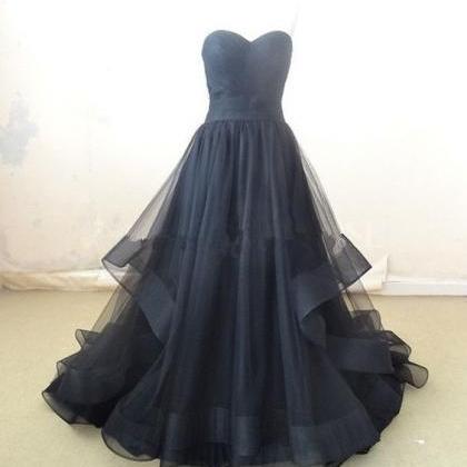 2016 Custom Black Tulle Prom Dress,sexy Sweetheart..