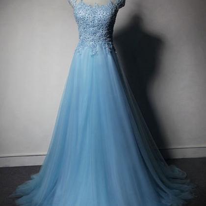 2016 Custom Charming Baby Blue Prom Dress,beading..